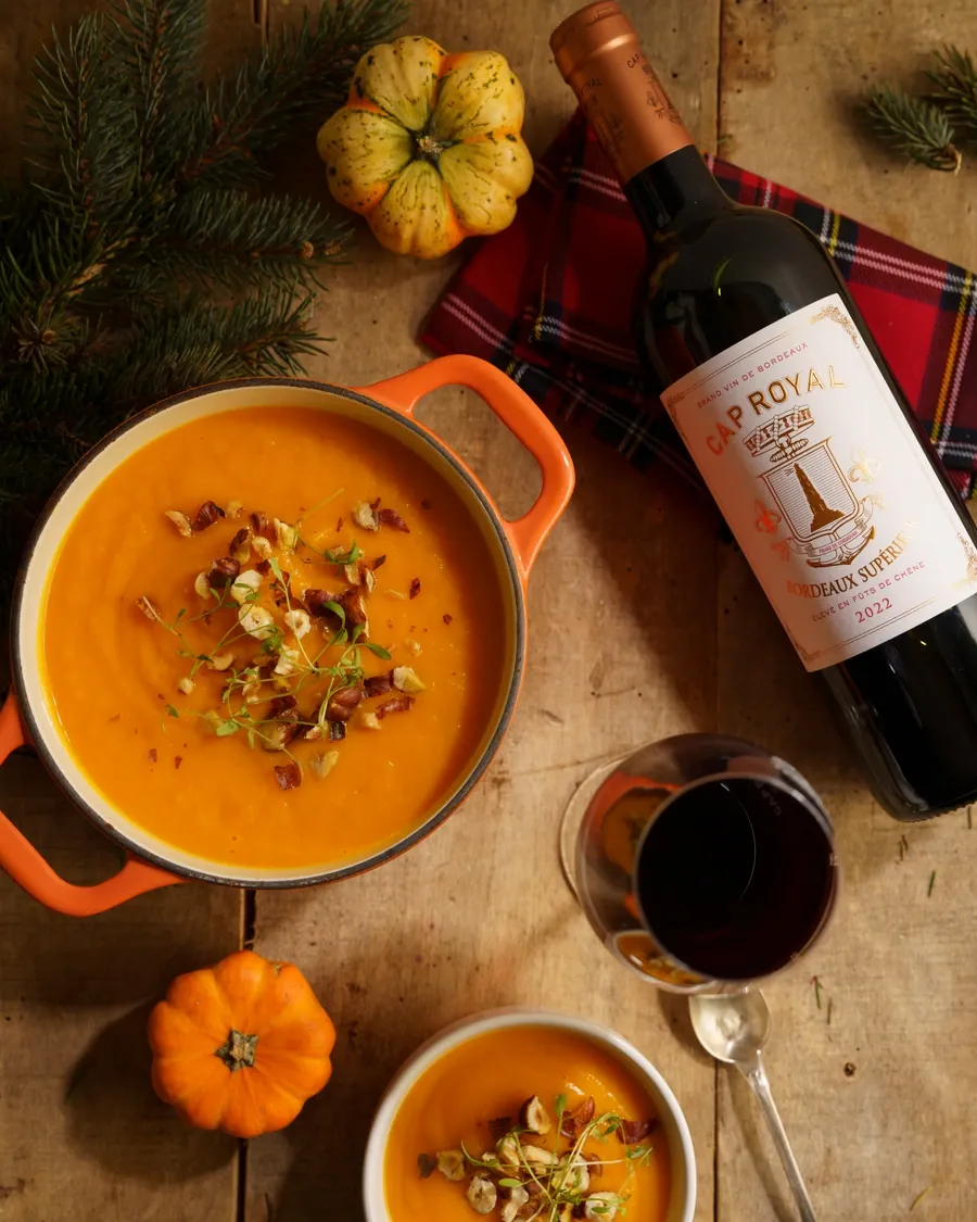 Squash velouté with toasted hazelnuts